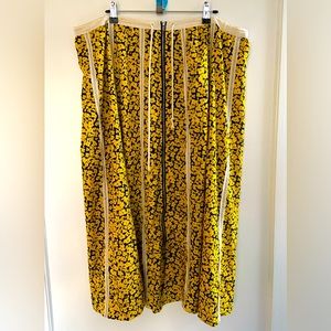 Derek Lam Yellow & Blue Floral Draw String Zip Up Skirt Size 52 (US 20)